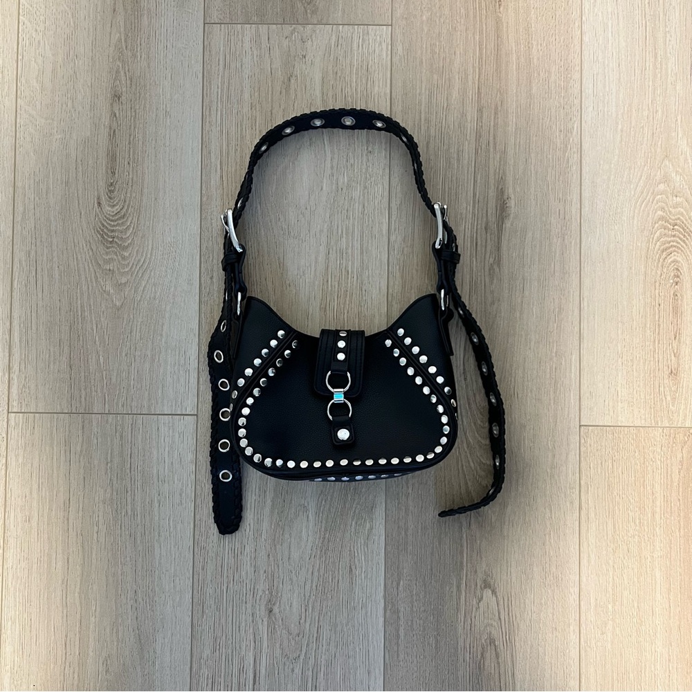 Urban Outfitters Devon Black Studded Shoulder Bag